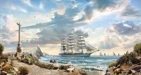 Панно парусник в море